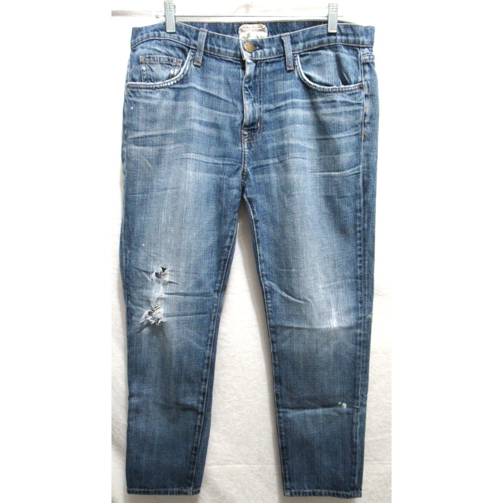 Current Elliott The Fling Loved Boyfriend Jeans Size 31 Blue Distressed